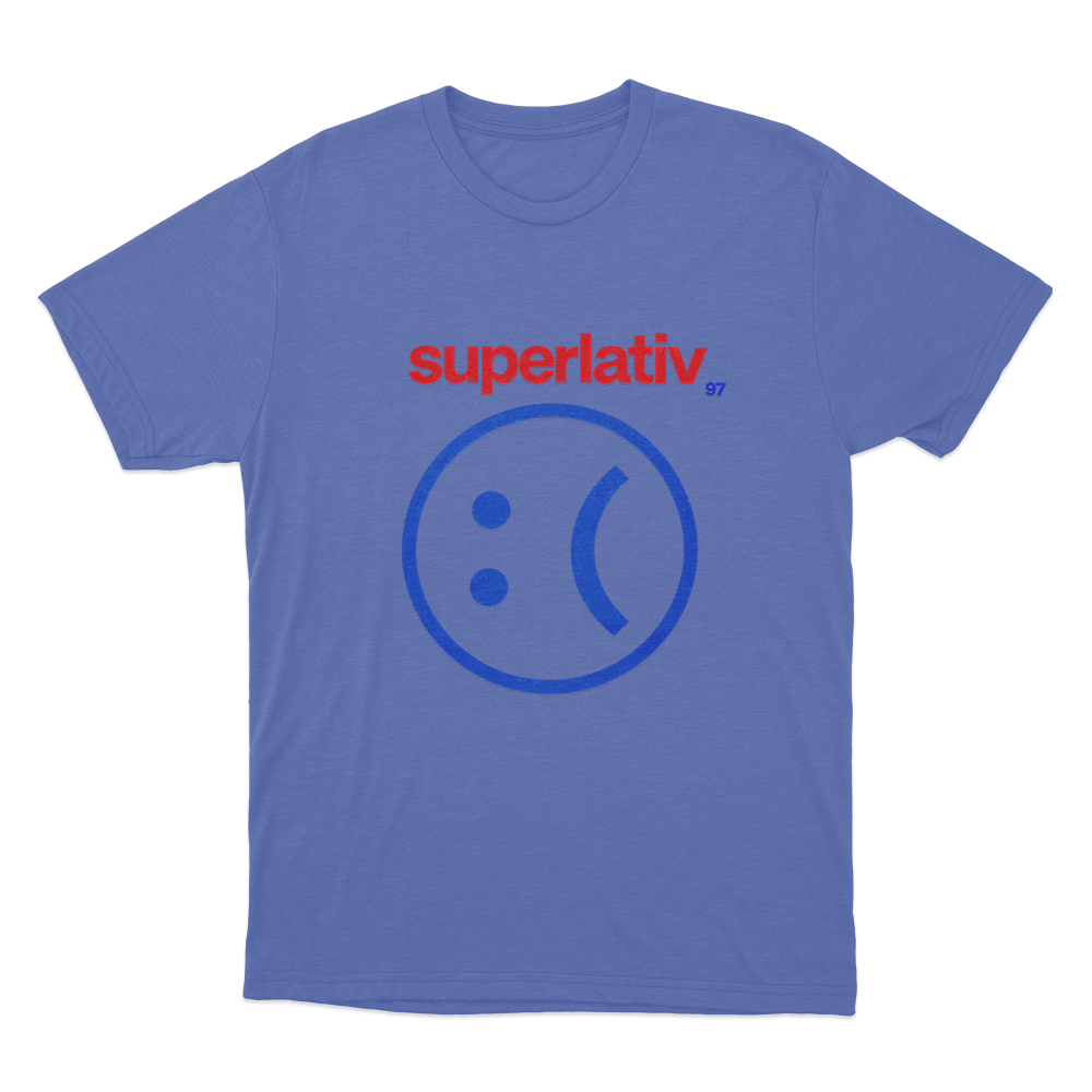 Superlativ Sad Face Unisex T Shirt Blue Superlativ Sad Face Unisex T Shirt Blue