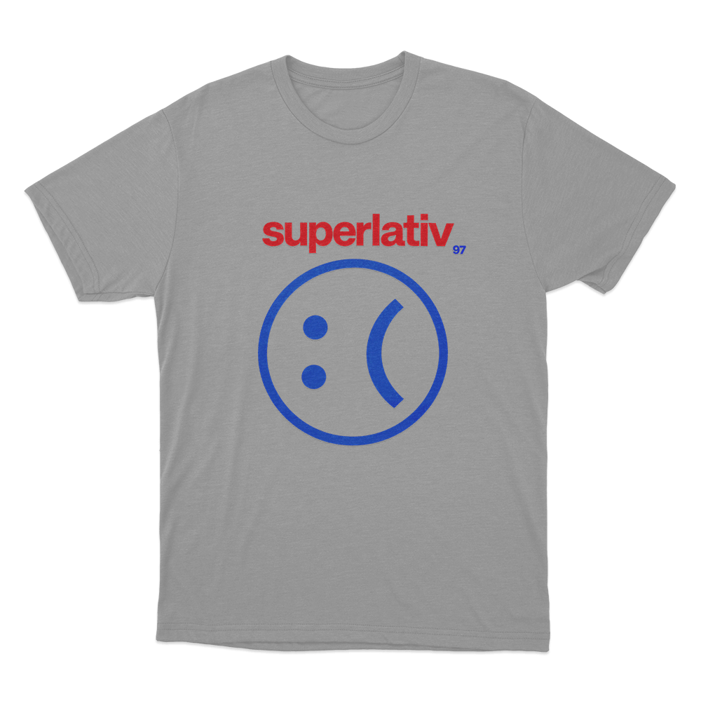 Superlativ Sad Face Unisex T Shirt Grey Superlativ Sad Face Unisex T Shirt Grey