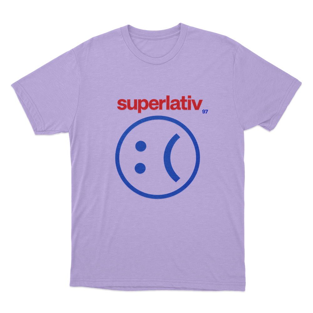 Superlativ Sad Face Unisex T Shirt Purple Superlativ Sad Face Unisex T Shirt Purple