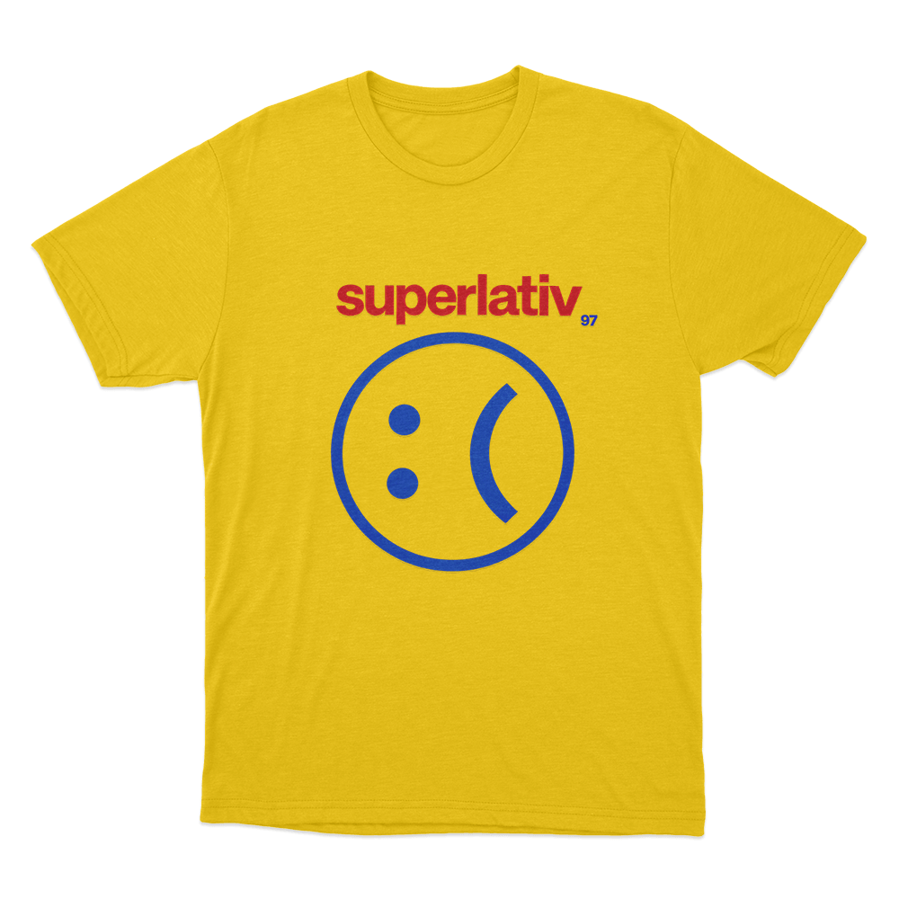 Superlativ Sad Face Unisex T Shirt Yellow Superlativ Sad Face Unisex T Shirt Yellow